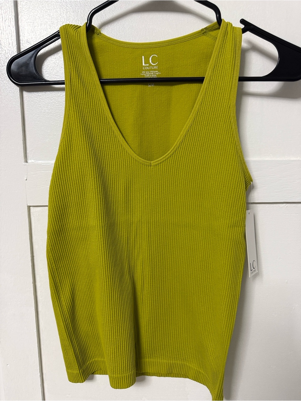 LC Lauren Conrad Ribbed V-Neck Tank Top in Chartreuse Green